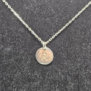 Sterling Silver MiaBella Letter R Round Pendant Necklace 18-20"